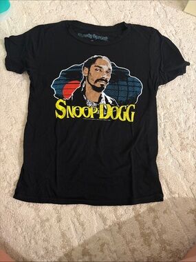Rowdy Sprout Black Snoop Dogg Graphic Tee with Yellow and Red Accents